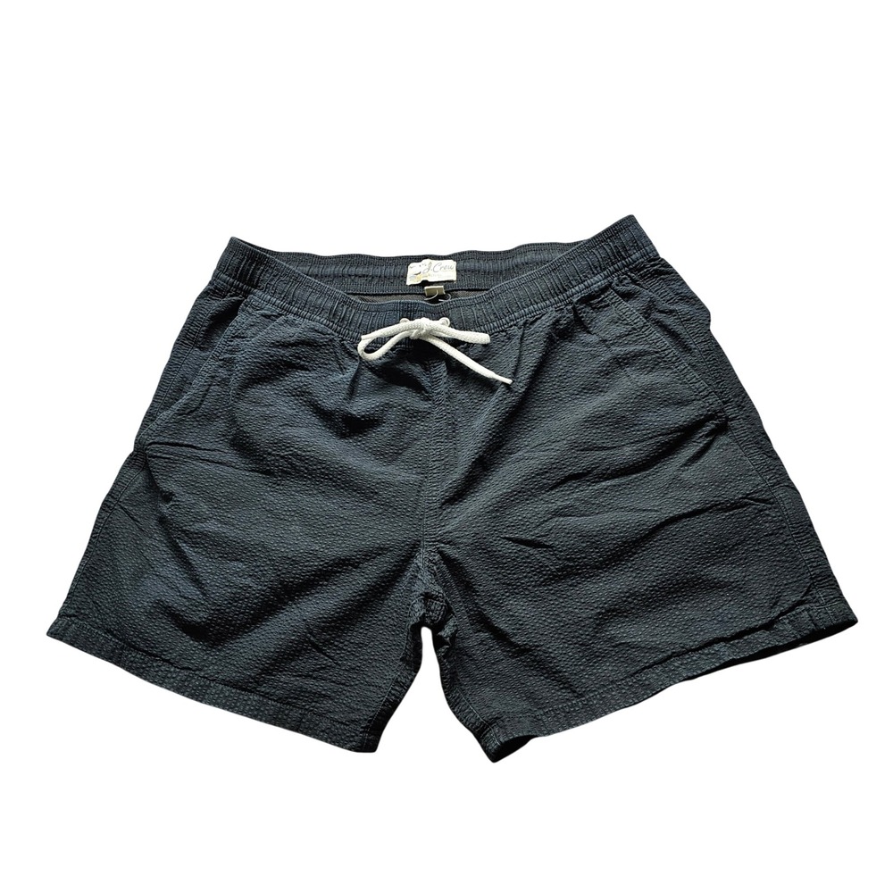 J.Crew Seersucker Swim Trunks Mens M Navy Blue Original Swimwear Shorts 6in